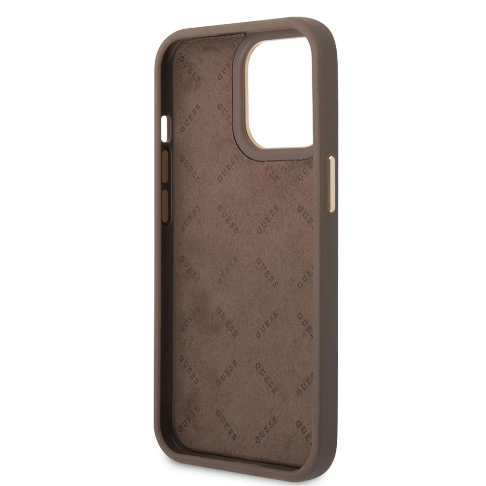 iPhone 14 Pro Max Leder Hardcase Hülle 4G Metal Logo (GUHCP14XHG4SHW) - Braun