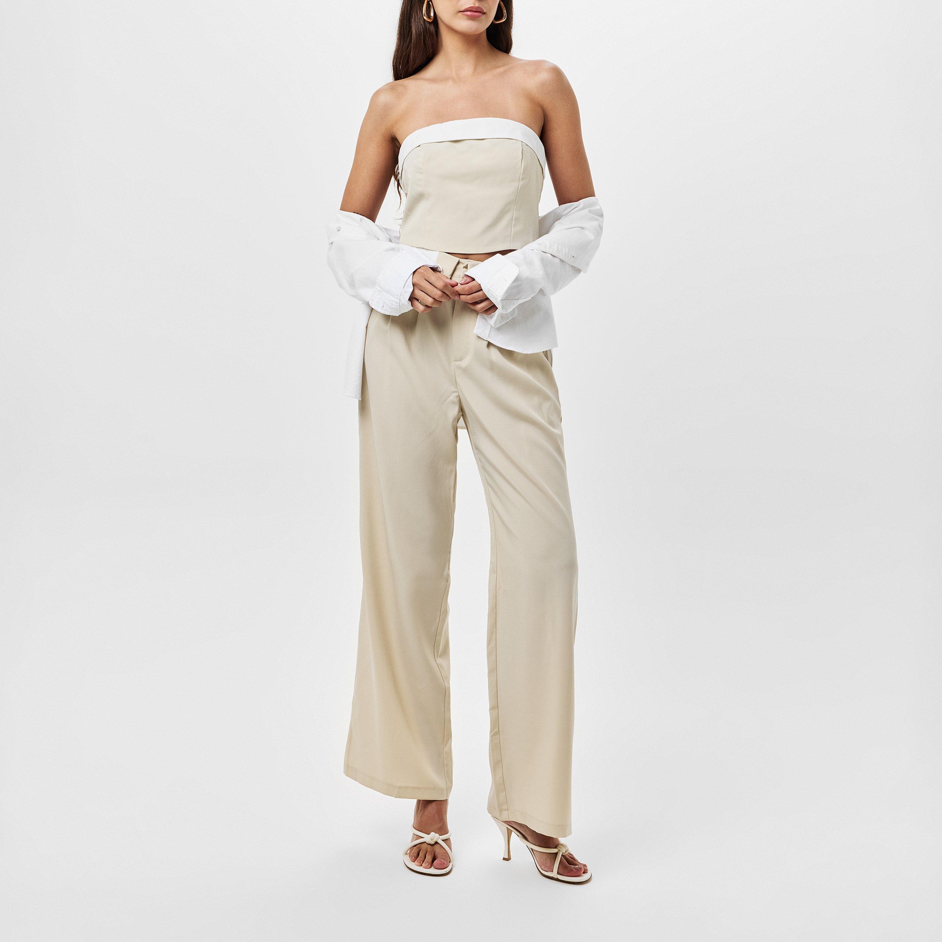 Missy Empire ME Fold Over Waist Wide Leg Trousers Womens