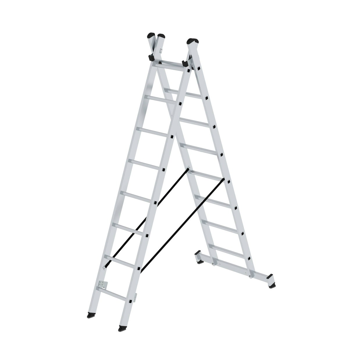 PROREGAL 2-delige multifunctionele ladder met dwarsbalk, 2 x 8 sporten