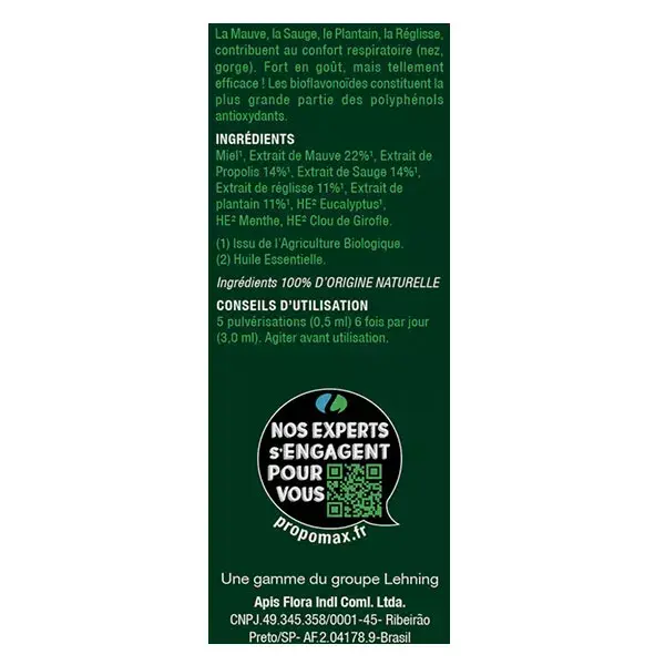 Spray para garganta Lehning Propomax com própolis orgânica forte 30ml