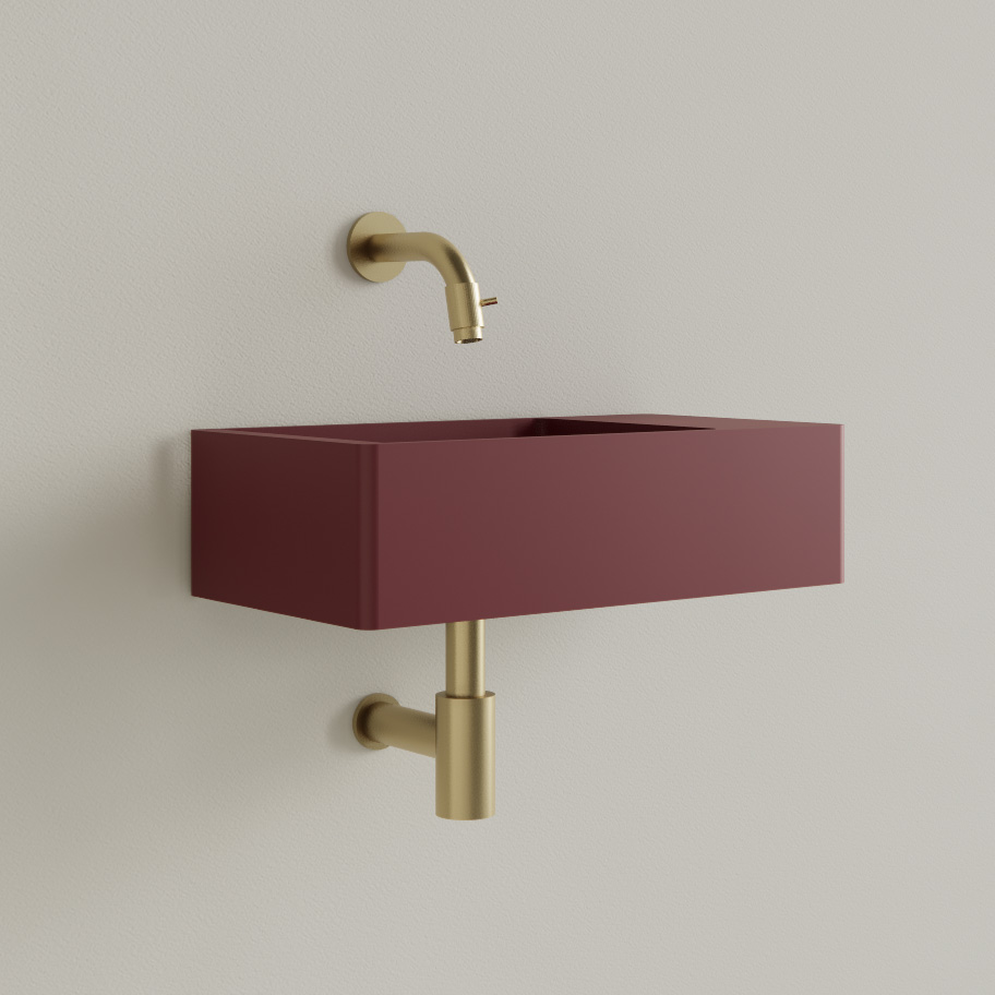 Sanigoods Luko fontein 40x22cm rechts zonder kraangat wijn rood