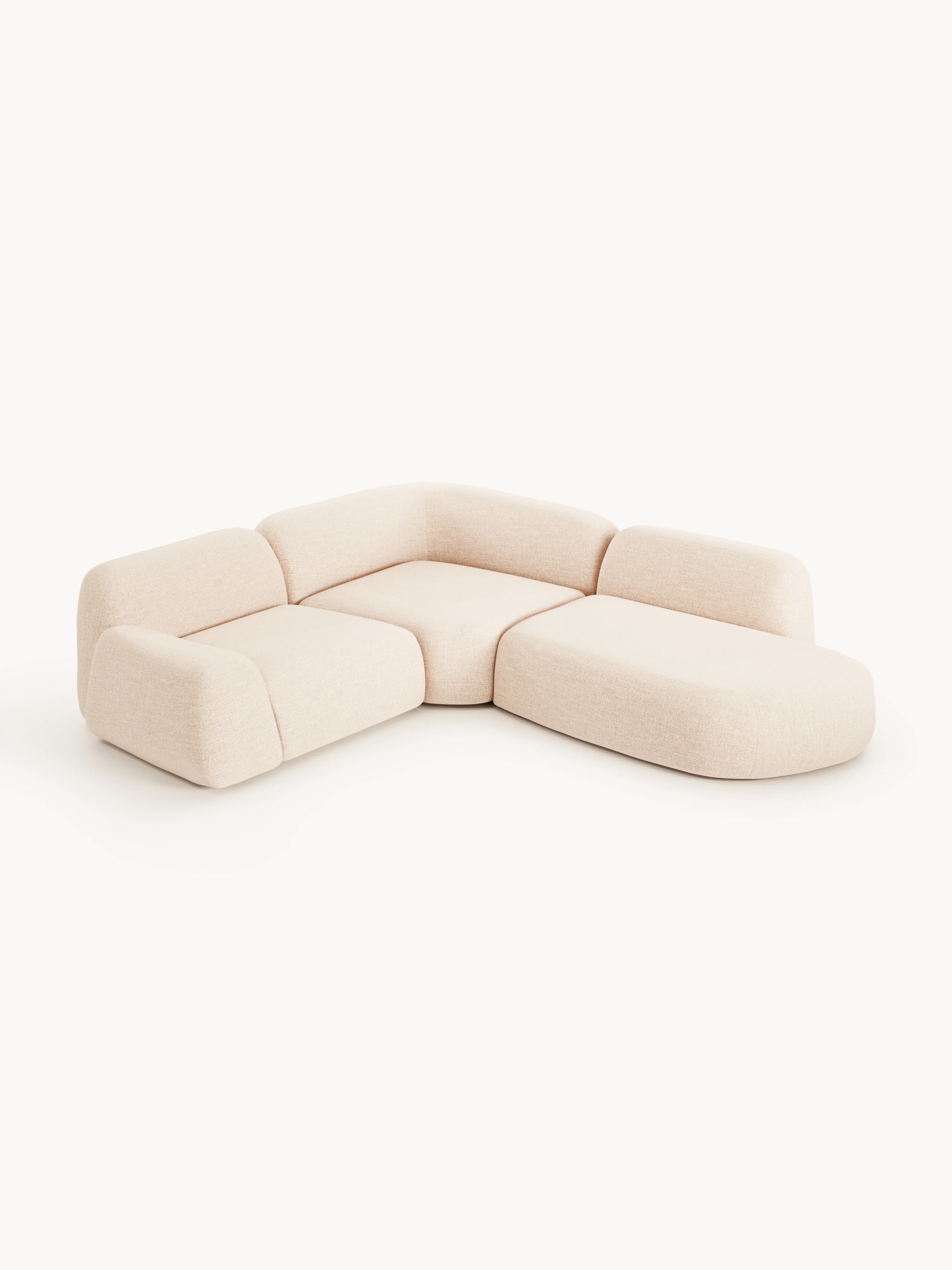 Modulaire bouclé hoekbank Wolke (4-zits) met chaise longue