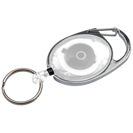 Macma Schlüsselanhänger mit Karabiner und ausziehbarem Schlüsselring / Farbe: weiß