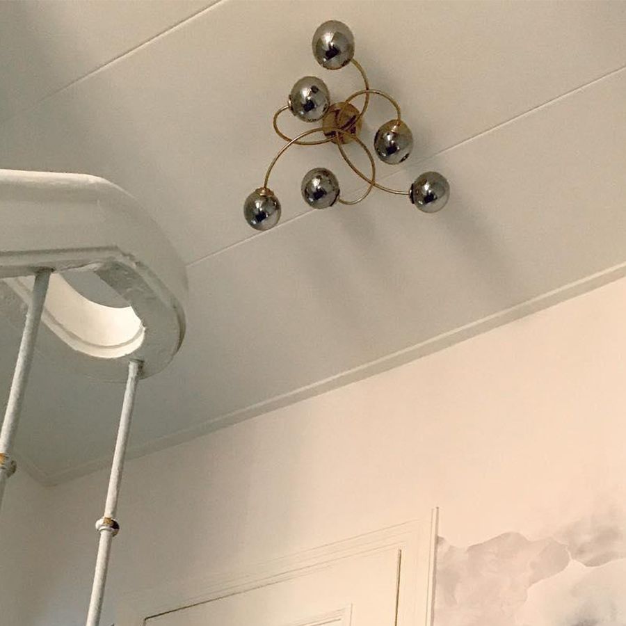 Moderne plafondlamp goud 6-lichts met smoke glas - Athens
