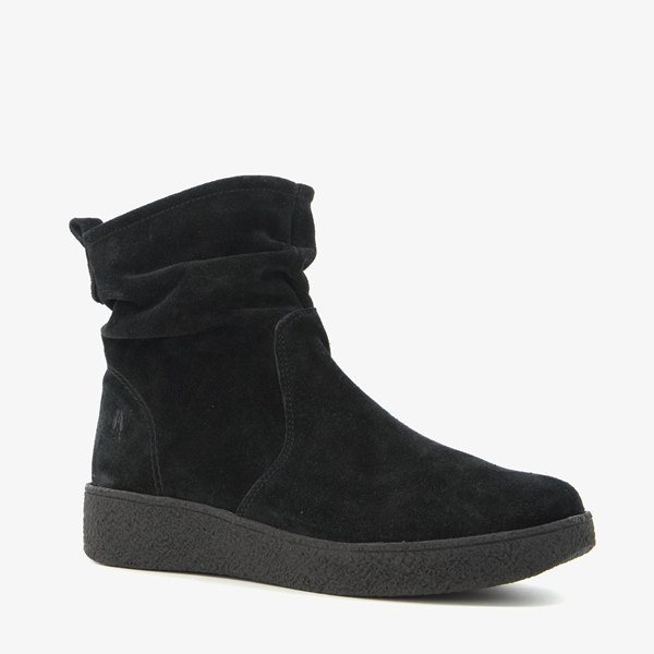 Hush Puppies gevoerde suede enkellaarsjes zwart