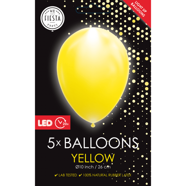 Gele Led Ballonnen 26cm 5st