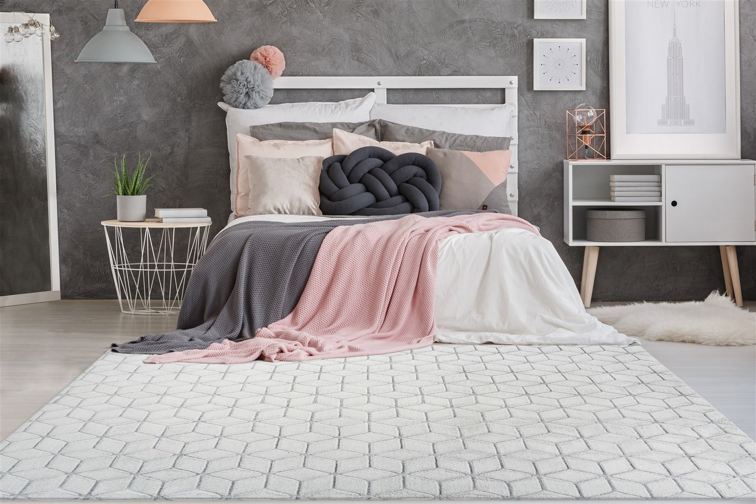 Laagpolig vloerkleed Splendora Wit / Antraciet Modern, Klassiek 80 x 150 cm
