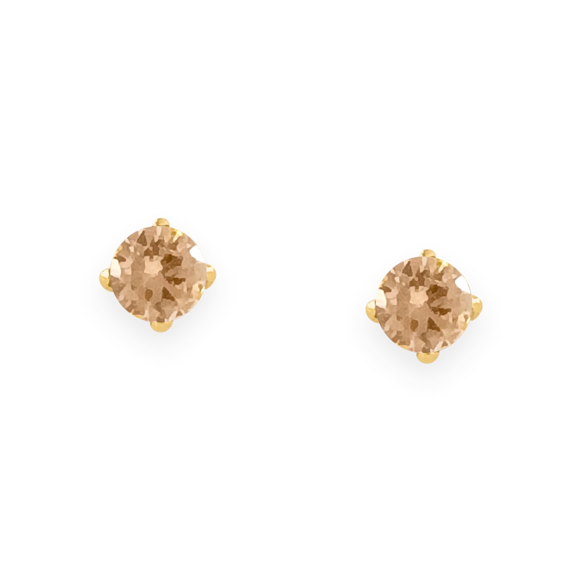 Boucles d'oreilles en acier doré avec Oxyde de Zirconium 3mm teinté champagne