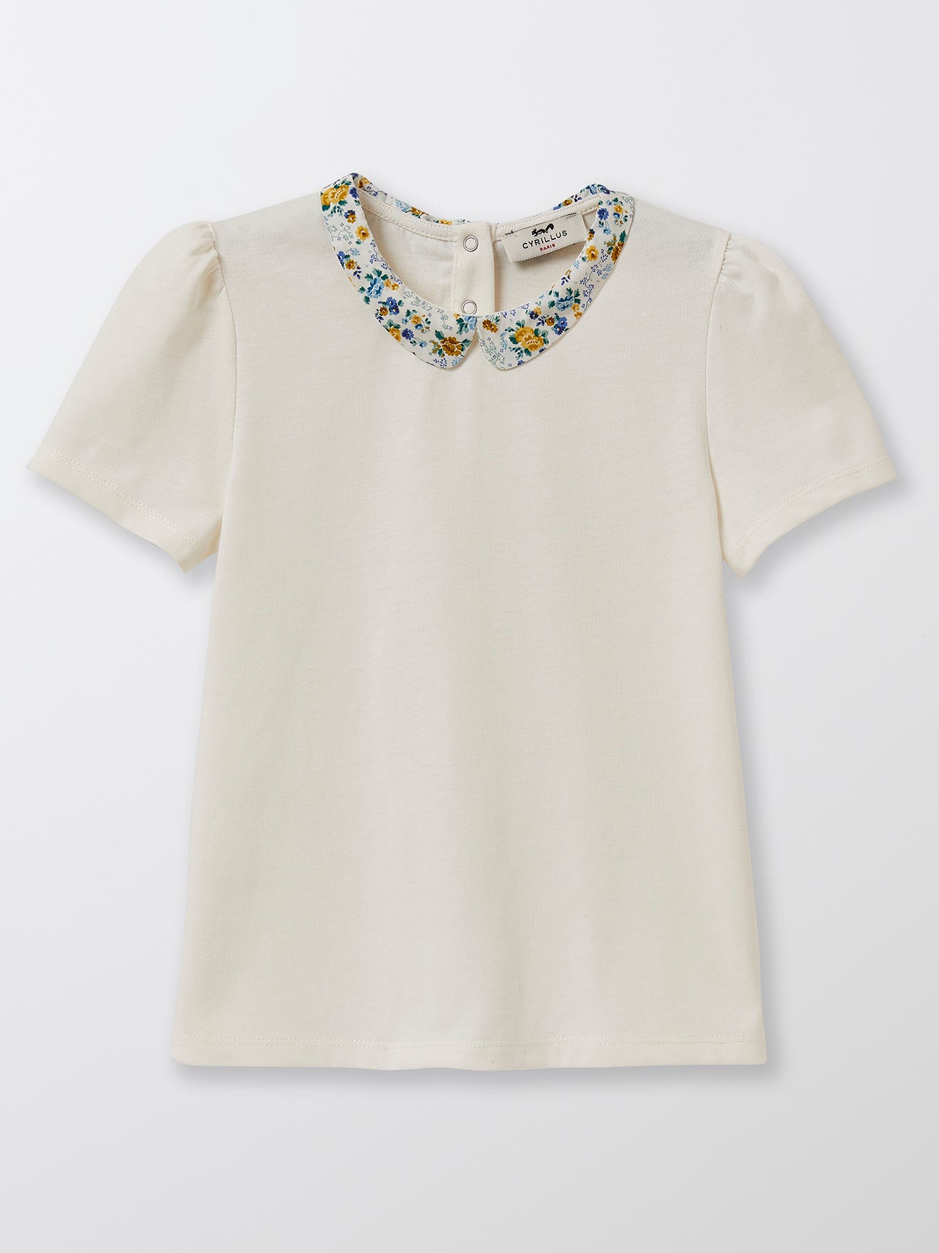 T-shirt Fille col en tissu Liberty - Coton bio