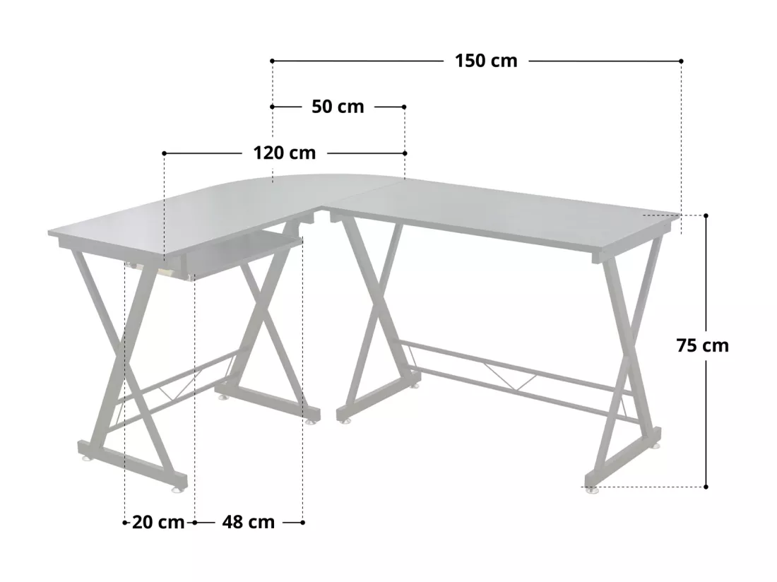 Bureau d'angle aspect noyer pieds métalliques