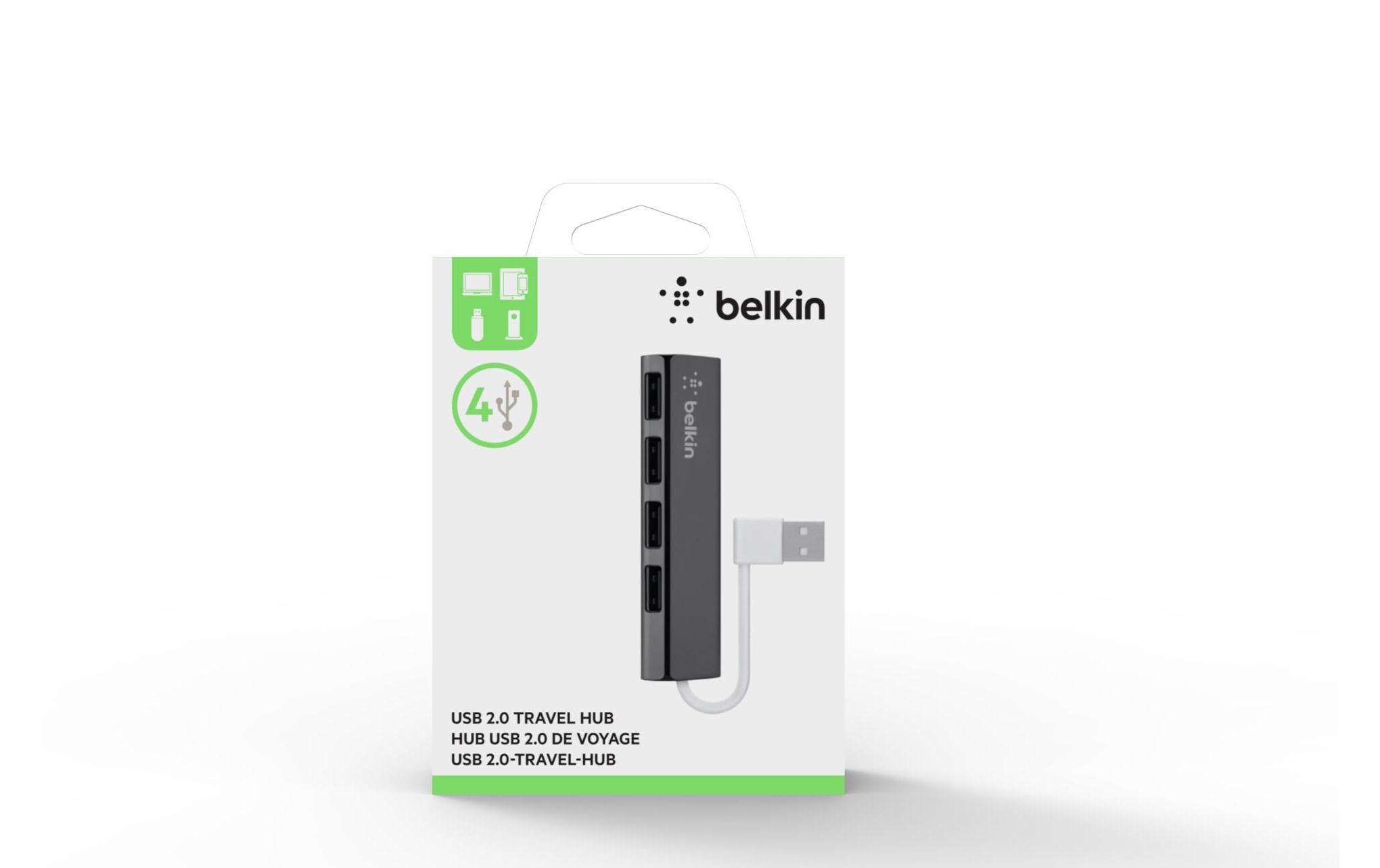 USB-Hub 4-Port Travel-HubKompakter 4-Port USB-2.0-Hub