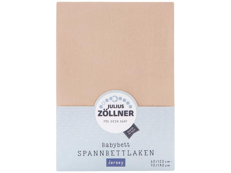 Julius Zöllner Fix-Leintuch Jersey Sand 70 x 140 cm Kuscheliges Spannbetttuch aus Jersey
