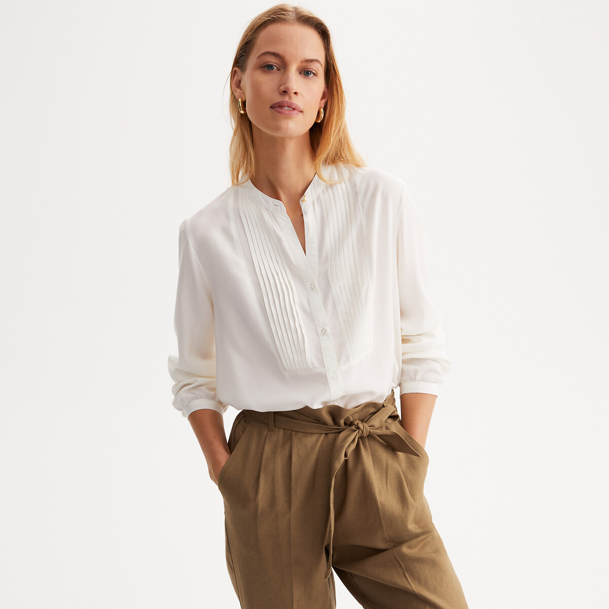 ANNE WEYBURN<br>Blusa de manga comprida com gola redonda