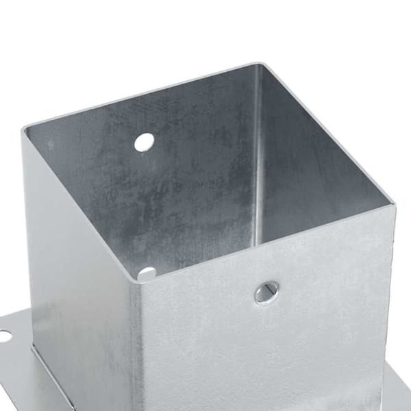 vidaXL Stolpebunner firkantet 4 stk sølv 141x141 mm galvanisert stål