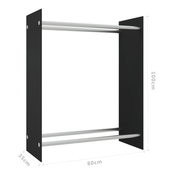 vidaXL Vedstativ svart 80x35x100 cm herdet glass
