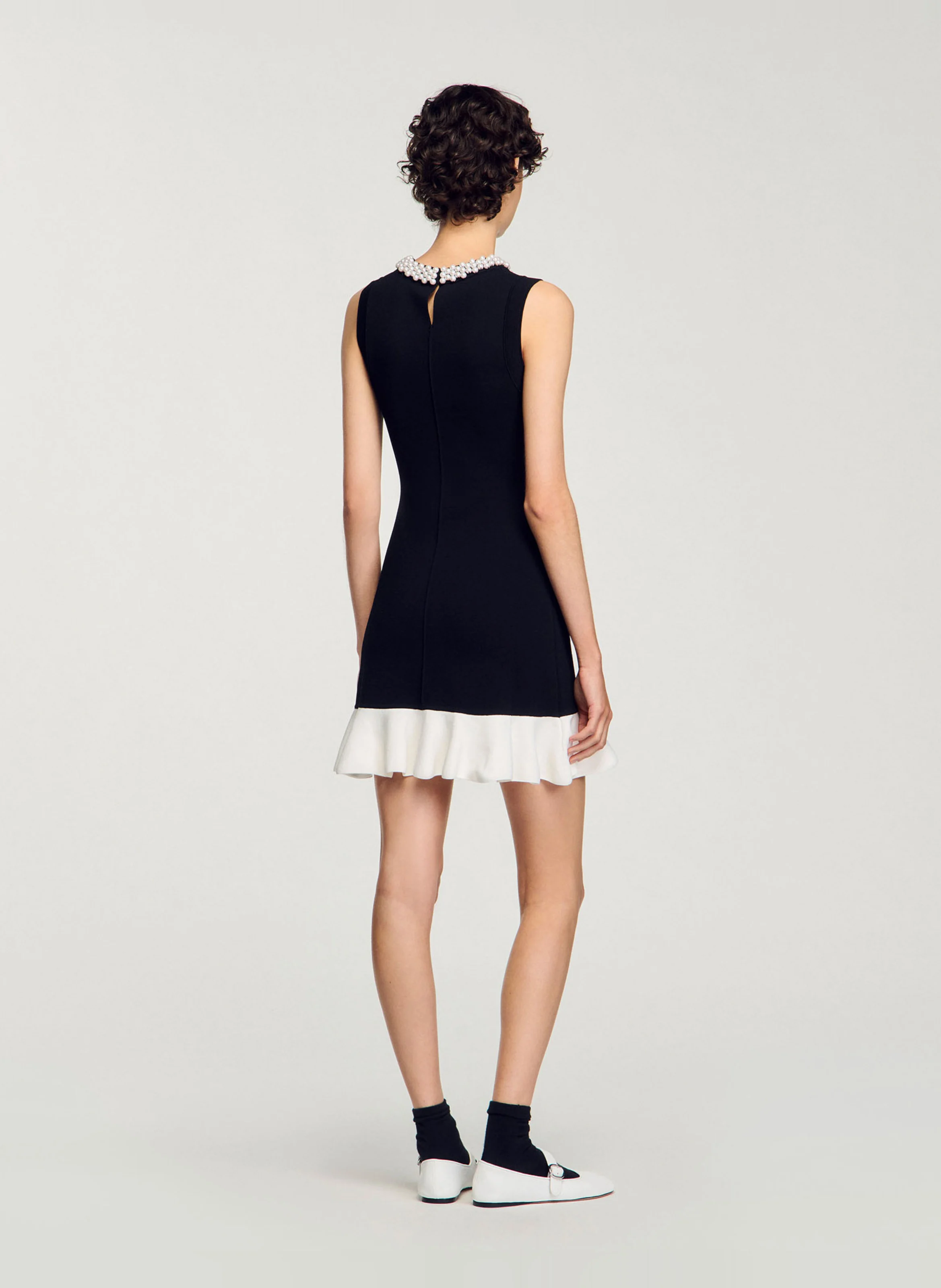 Robe courte sans manches en maille | Noir