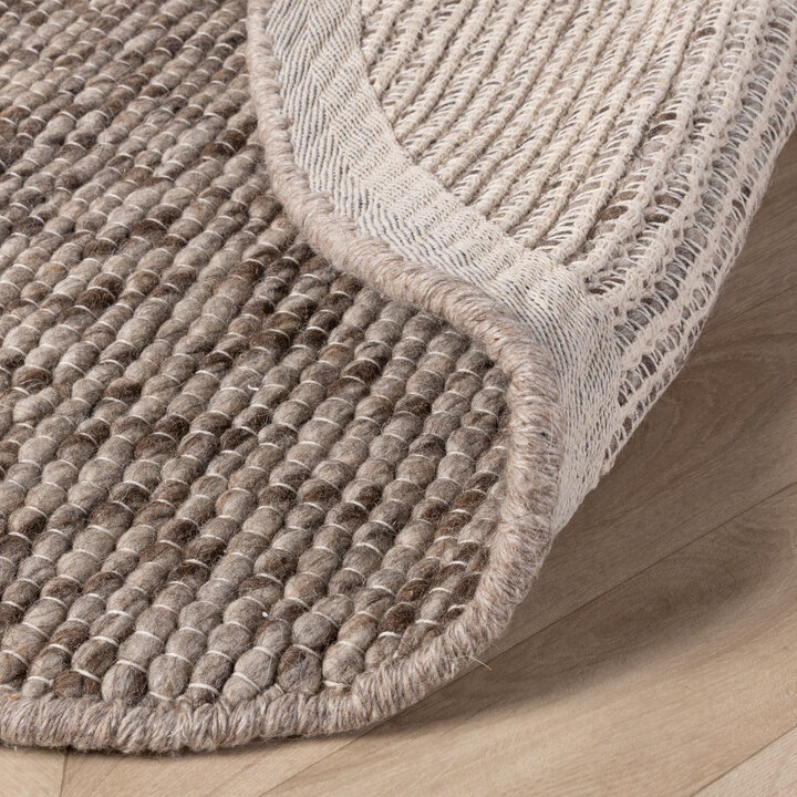 Rond wollen vloerkleed - Feline Bruin/Gemeleerd