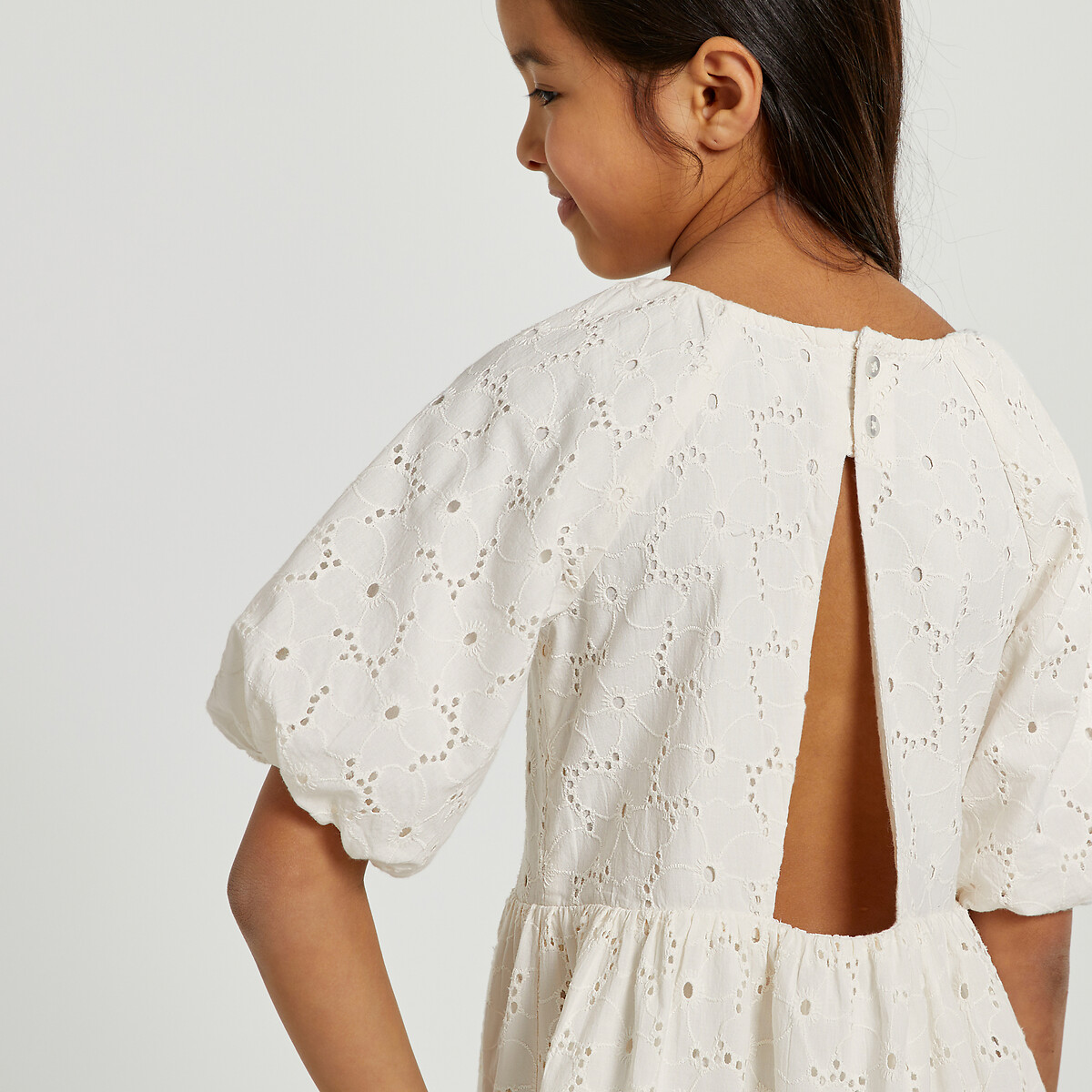 COLEÇÕES LA REDOUTE<br>Vestido de cerimônia com mangas curtas e bordado