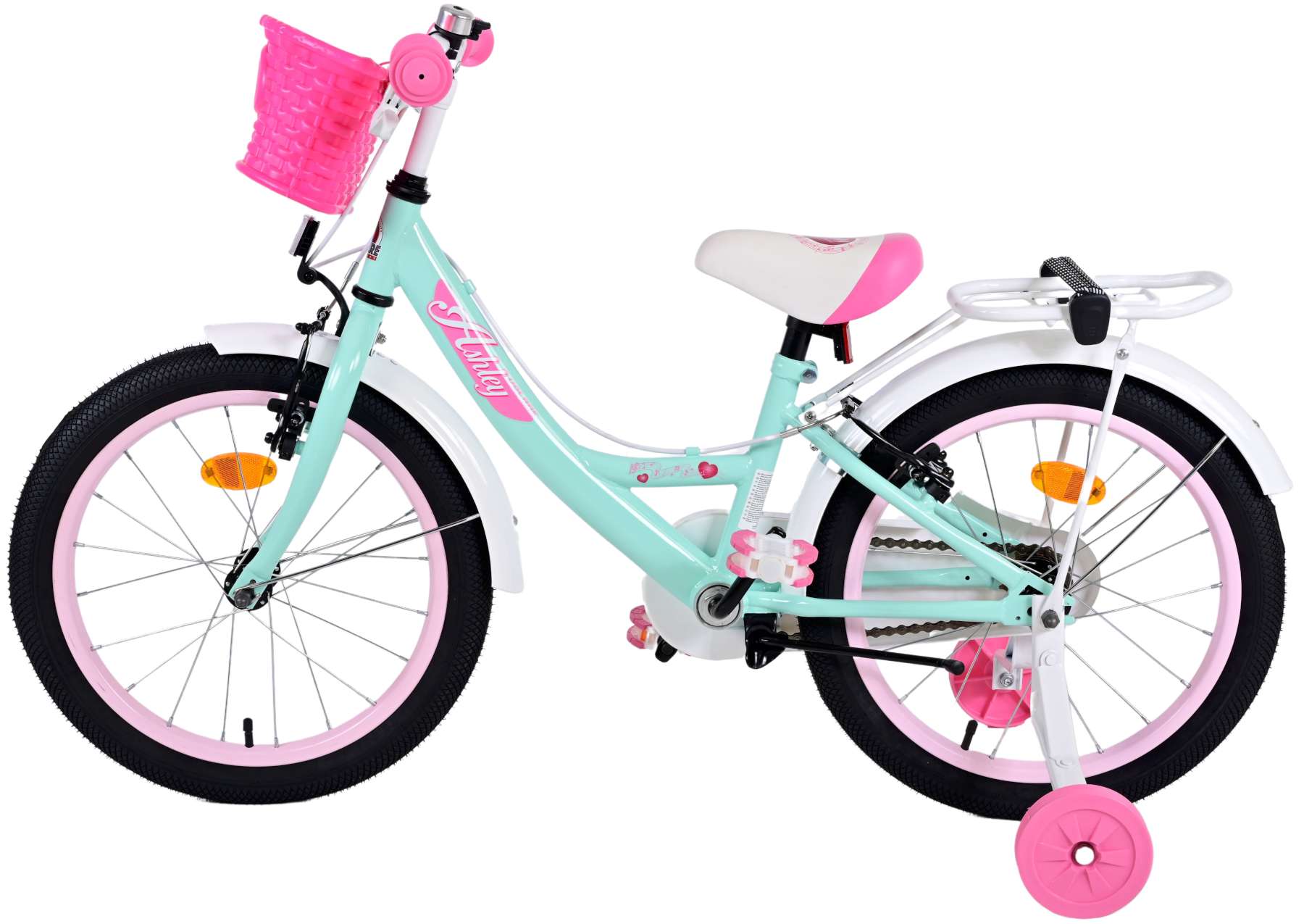 TPFSports Ashley Kinderfahrrad - Mädchen - 18 Zoll - Rücktritt + Handbremse - Rosa/Rot