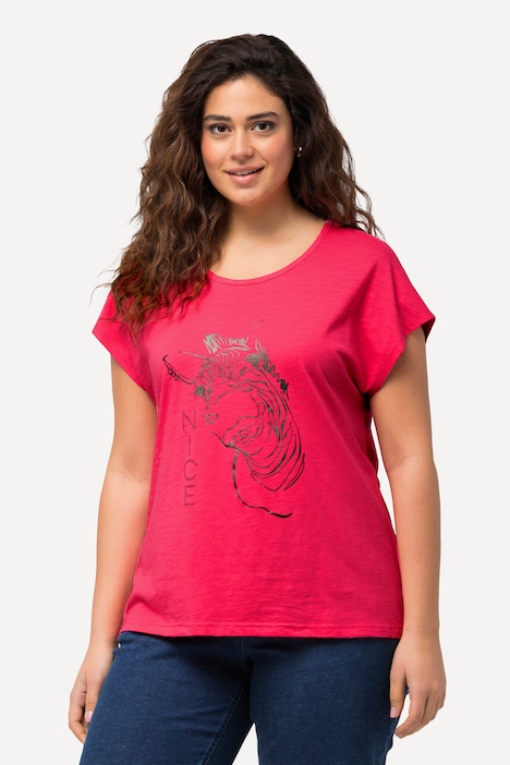 T-Shirt, Metallic-Tiermotiv, Oversized, Rundhals, Halbarm