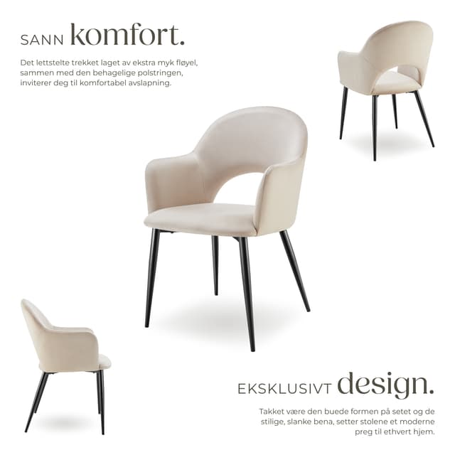 Stol Sachel, velour, polstret, 120 kg