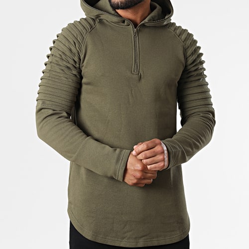 Sweat Col Zippé Capuche TB1413 Vert Kaki