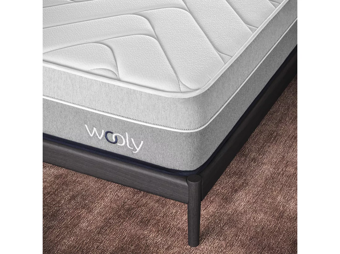 Matelas Wooly Original 160x200 cm - Hybride - Ressorts ensachés - Laine - Latex - Mousse mémoire adaptative - HR - Confort mi-Ferme 7 Zones - 24 cm