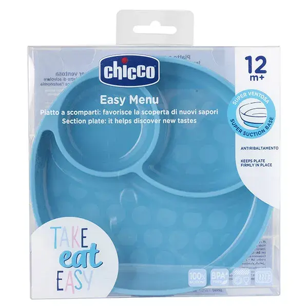 Bandeja para refeições Chicco Take Eat Easy com compartimentos e ventosa +12m Azul
