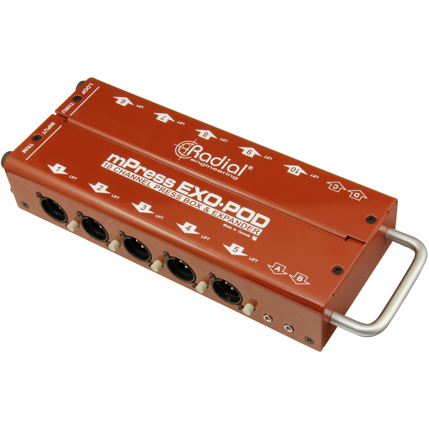 Radial EXO-POD passieve splitter - 10 x XLR en 4 x 3.5 mm jack voor mPress
