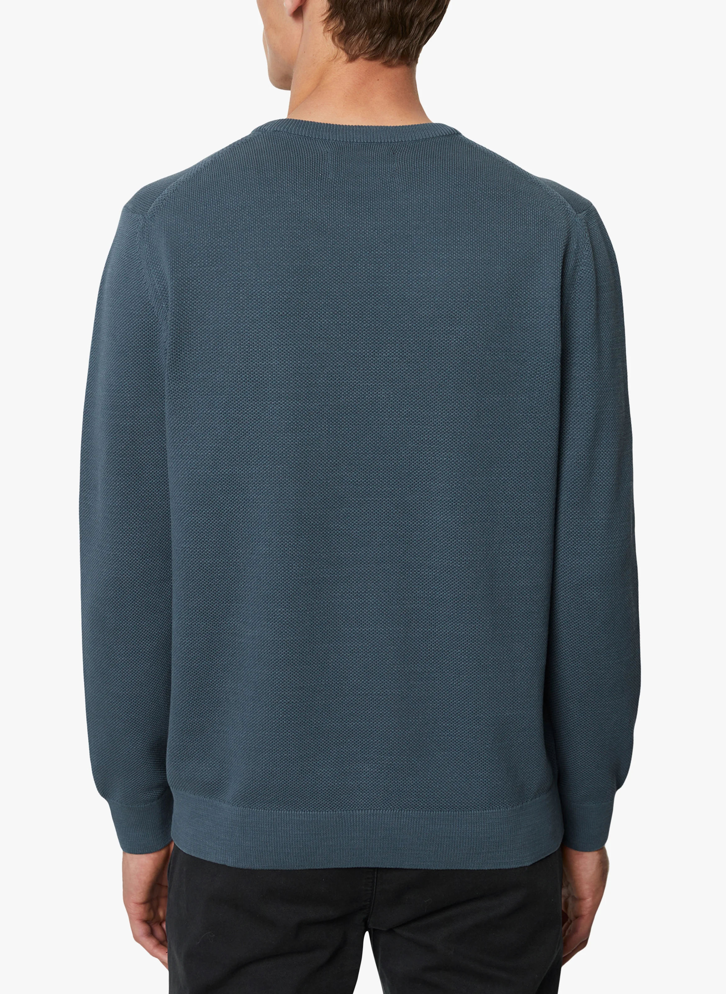 Pull col rond en coton bio | Bleu
