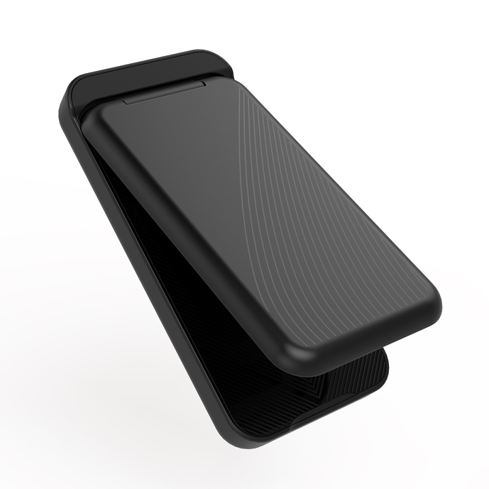 (20W) 2in1 Qi Wireless Charger 10000mAh USB C Powerbank Ladegerät   Spiegel mit LED - Schwarz