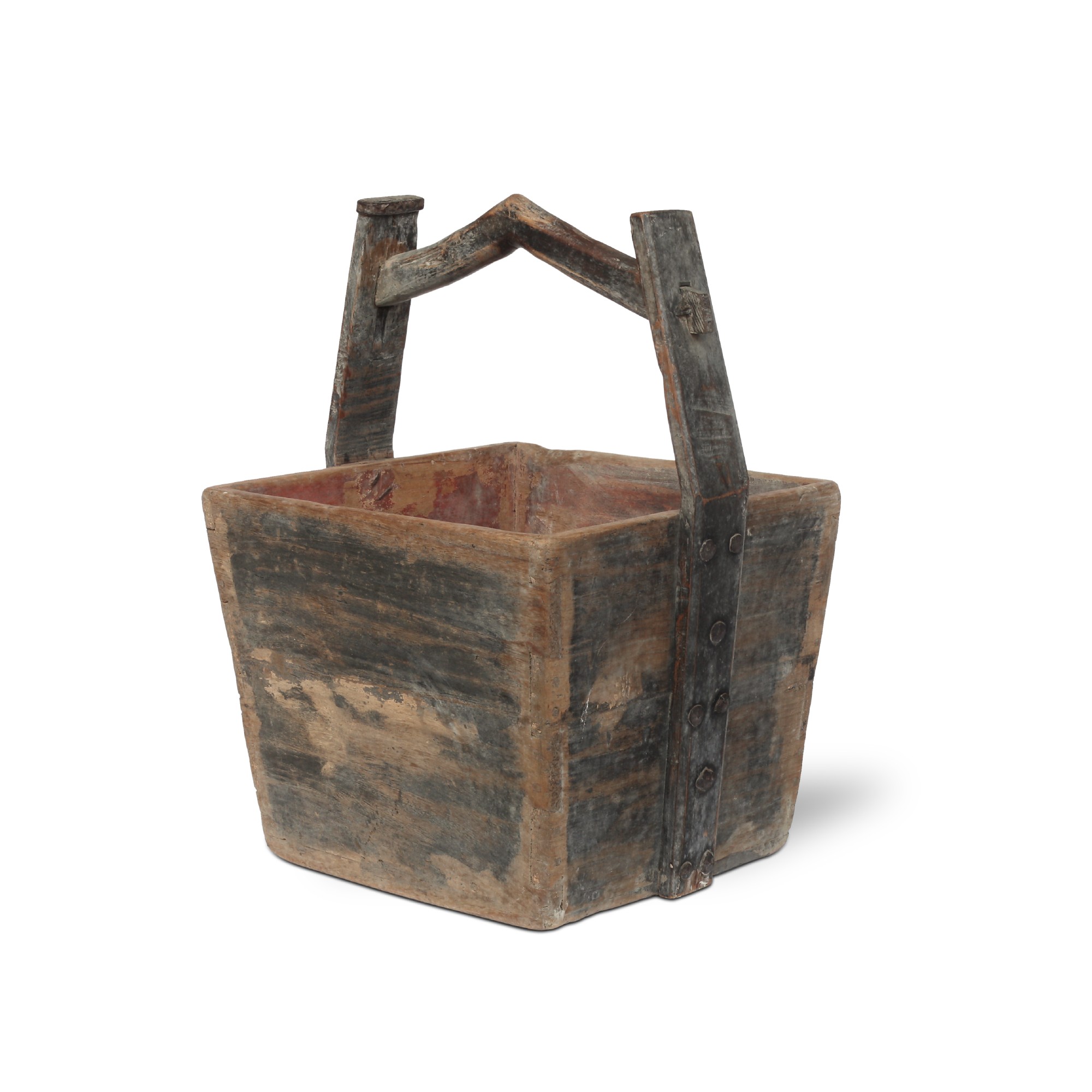 Antiker Lasteneimer eckig, H 55 cm, T 40 cm, B 40 cm von fischer's lagerhaus