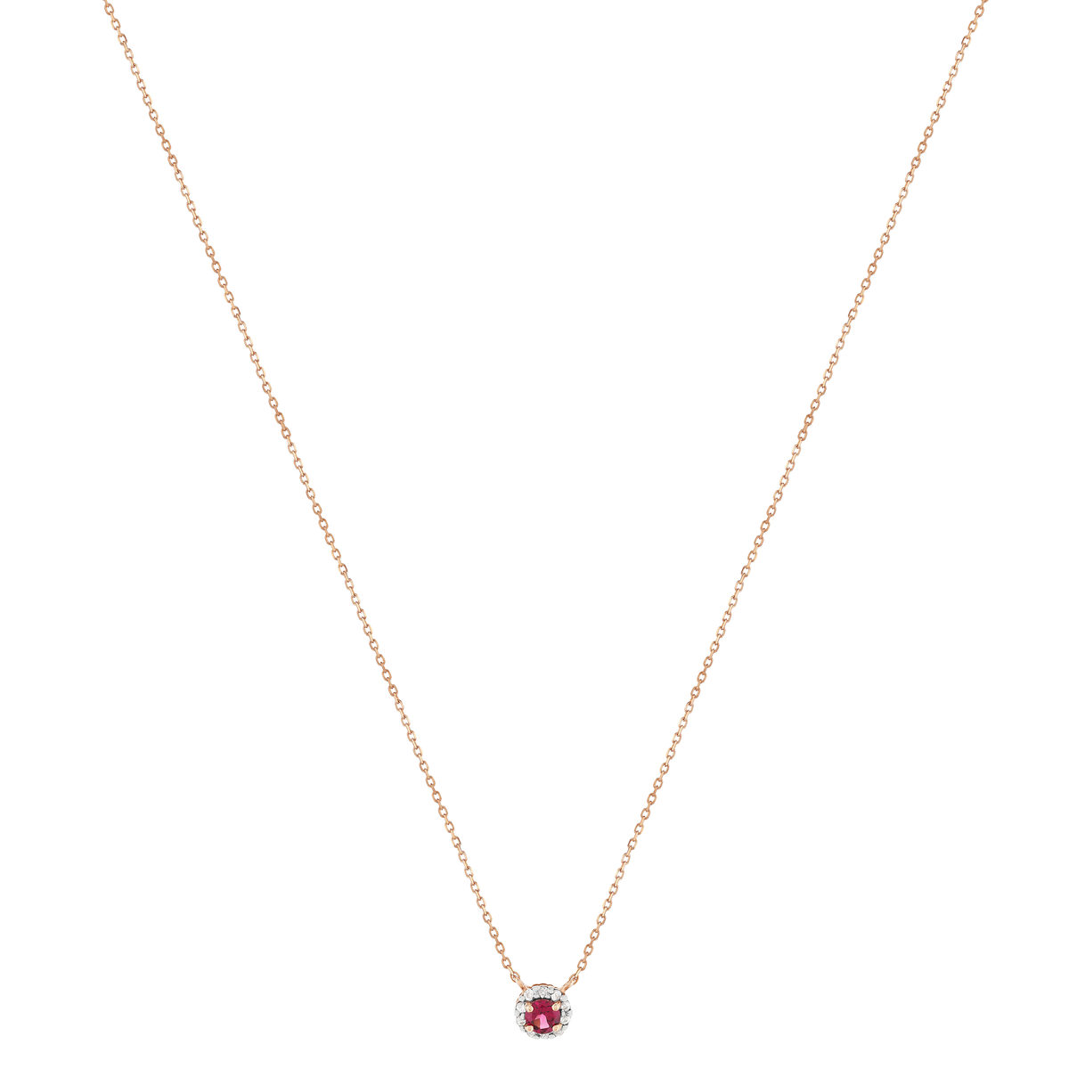 Collier or 375 rose et rhodié grenat rhodolite et saphirs blancs 45cm