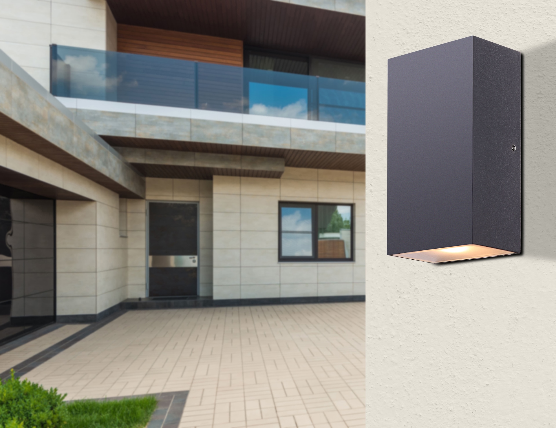 GLOBO LED Außenwandleuchte Evalia Grau 9x5,5cm H16cm