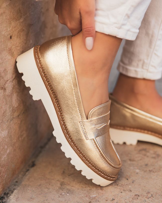 Mocassin femme doré - Aya
