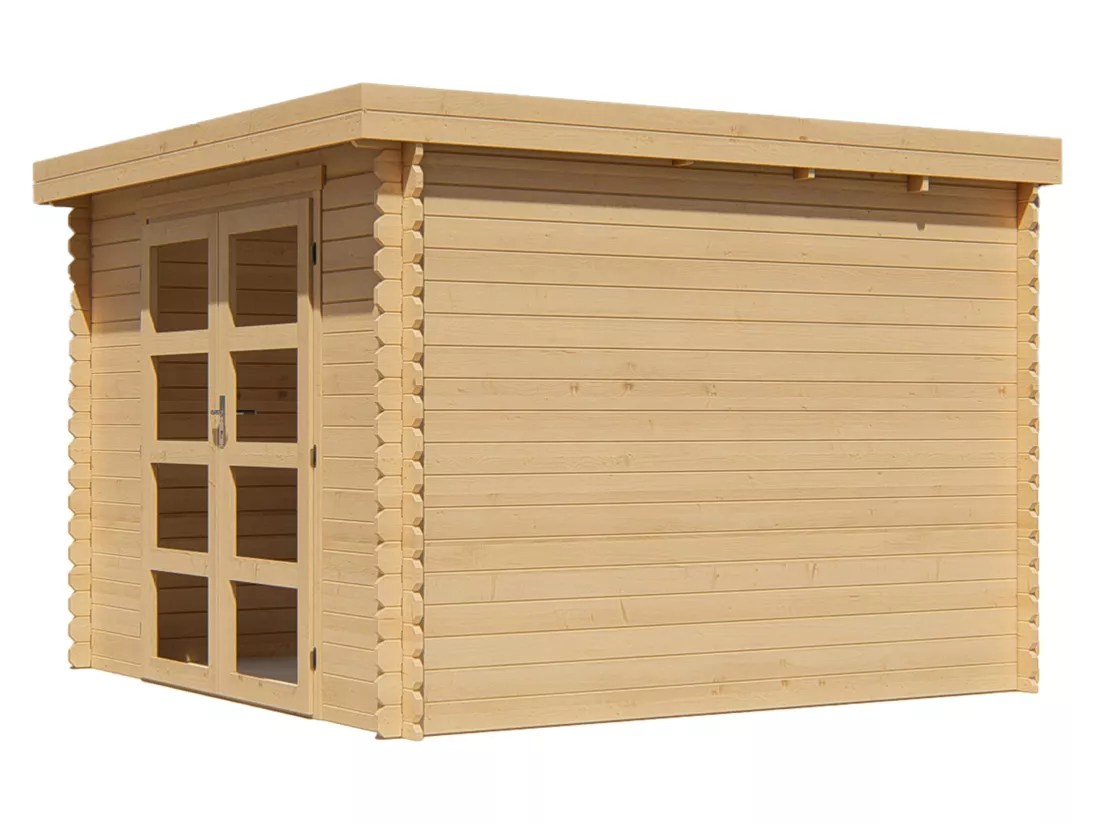 Abri de jardin en bois avec toit plat 9,86 m² épaisseur 28 mm - LOTAVI