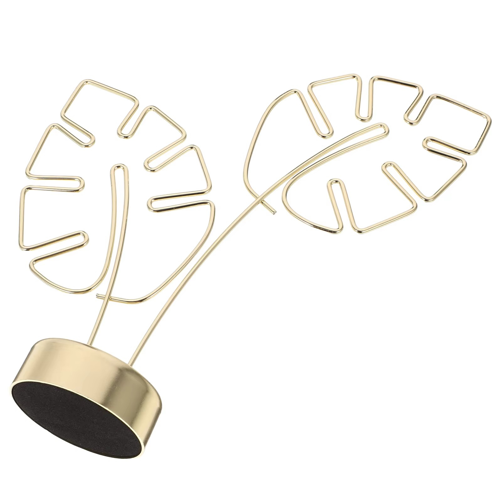 (15x11cm) 2-fach Metall Palmblätter Tischkarten Halter Deko Foto Clip Namenskarten Sockel Postkarten Ständer - Gold