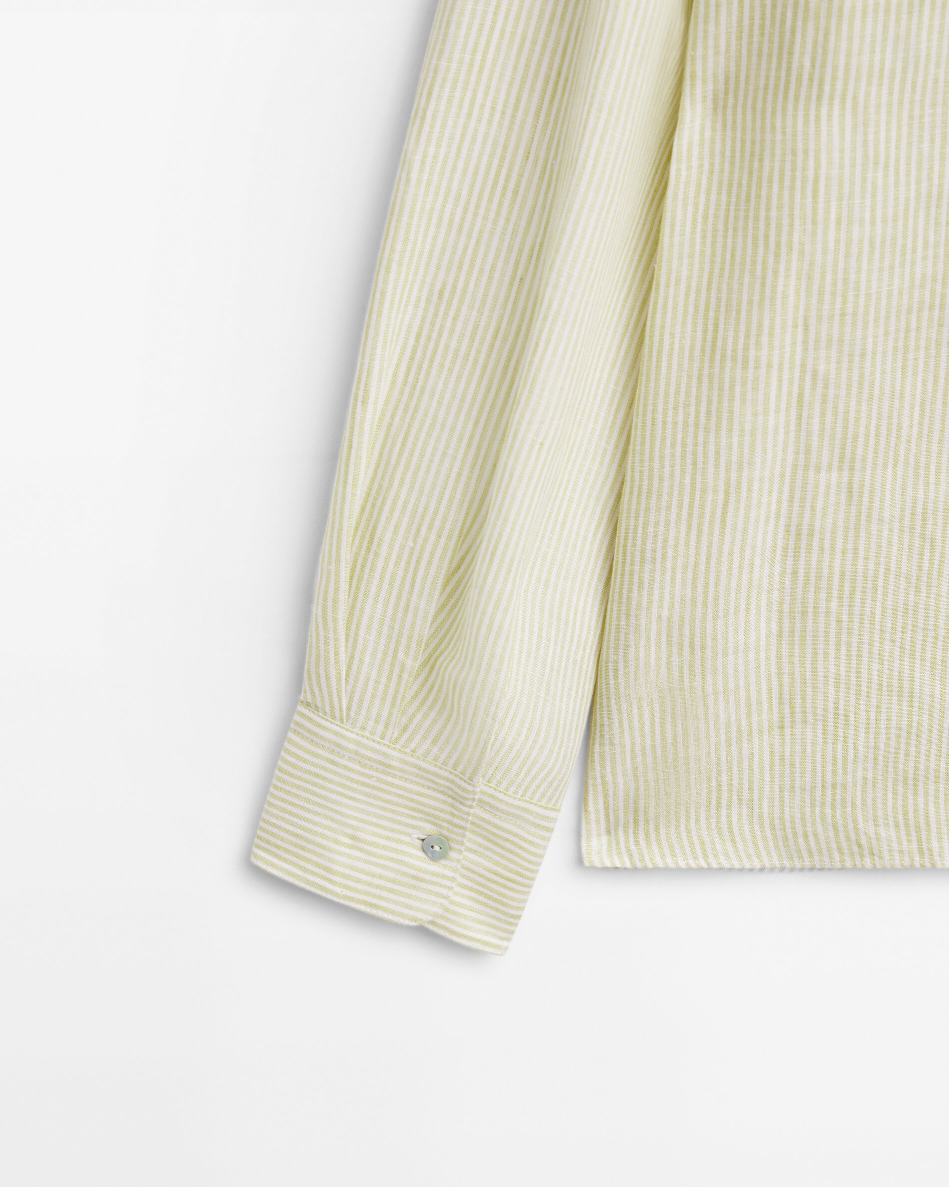 Camisa raias 100% lino - VERDE