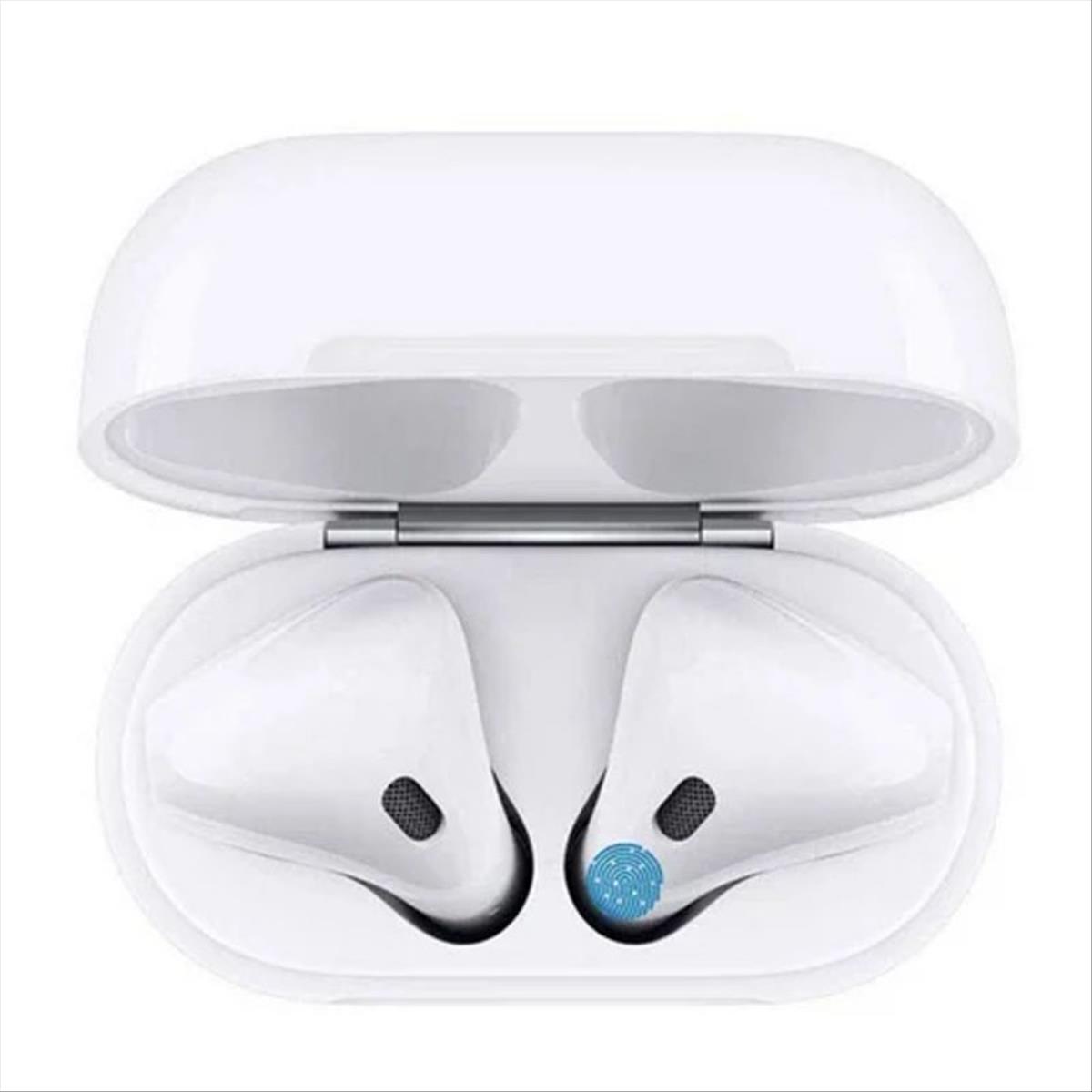 Fones de ouvido sem fio Smartek com estojo de carregamento com detecção de uso, compatíveis com carregamento sem fio Qi.