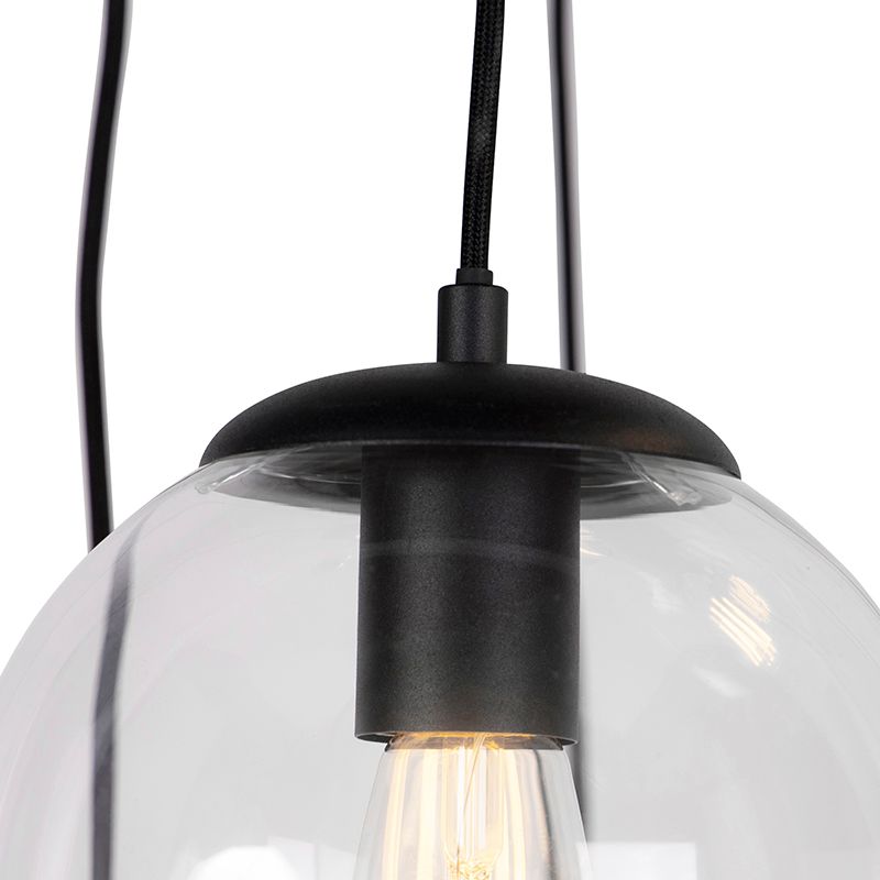 Art deco hanglamp zwart 7-lichts - Pallon