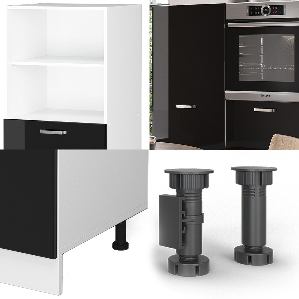 Vicco Küchenzeile R-Line Solid Weiß Schwarz 180 cm modern Küchenschränke Küchenmöbel