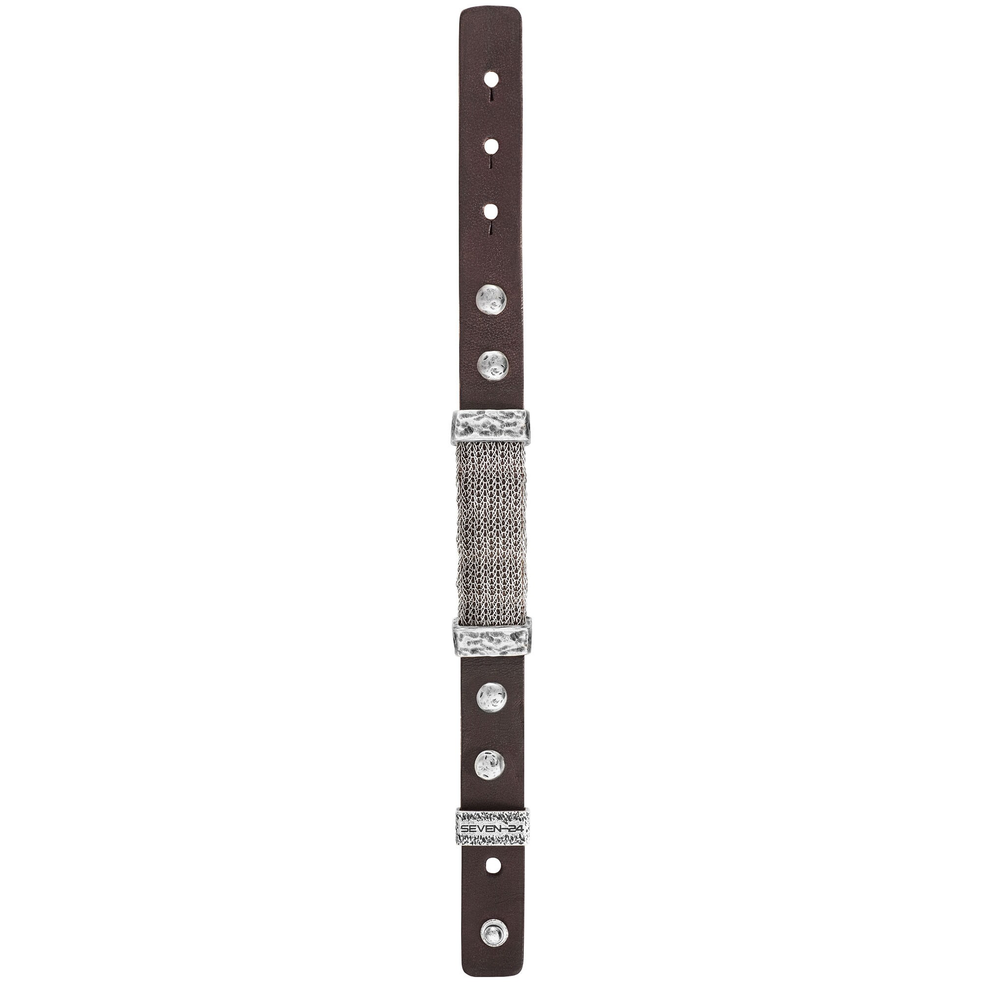 Seven-24 Armband Edelstahl mit braunem Leder