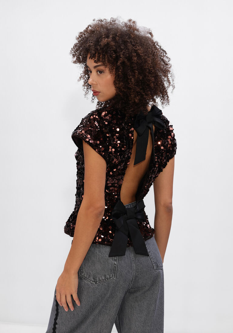 zwarte ganni top velvet sequins top