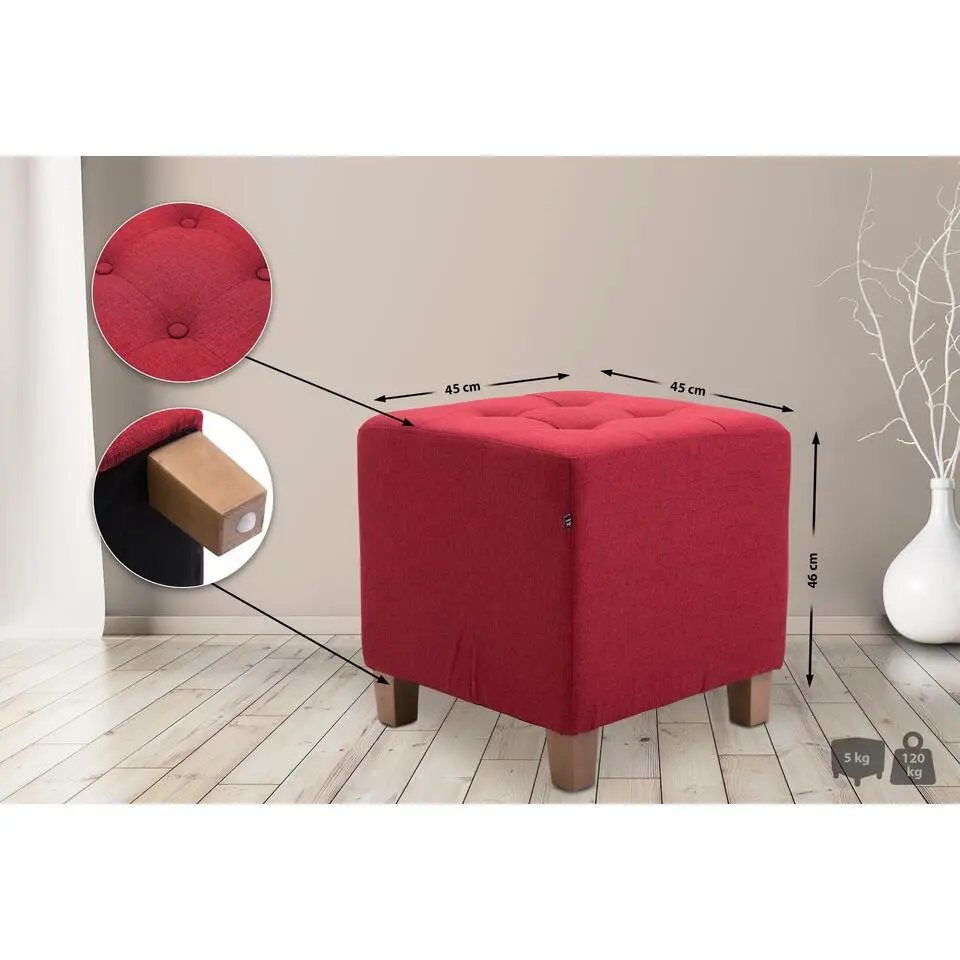 CLP Hocker Pharao antiek licht Frame - Stof - rood