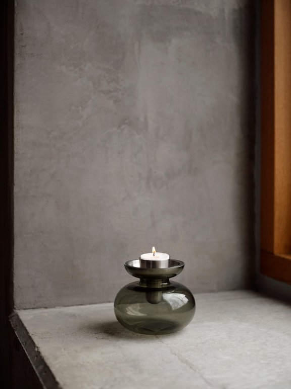 Zone Denmark Inu vaas/kaarsenhouder 2-delig Smoked Grey/Steel