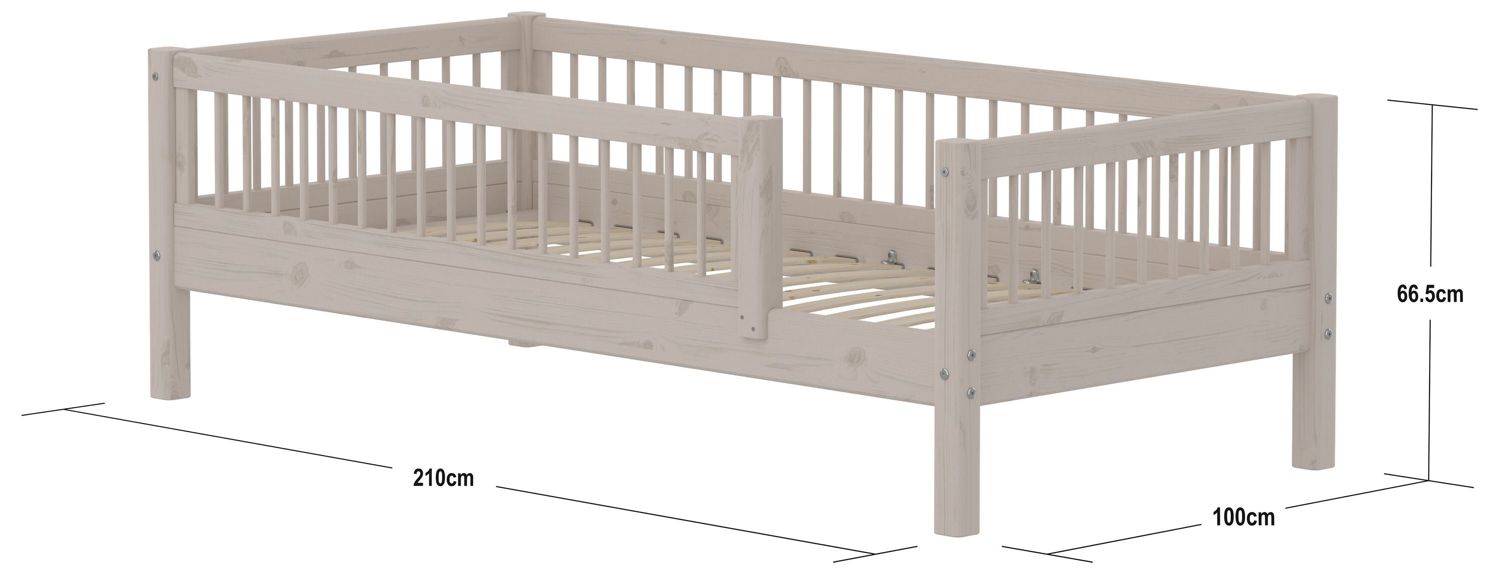 Flexa CLASSIC Einzelbett - Grau / B: 100.0 cm x T: 210.0 cm x H: 67.0 cm