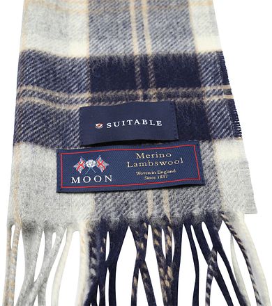 Suitable Sjaal Ruit Merino Wol Blauw Grijs SCARV-STBL-AW24-08 kopen