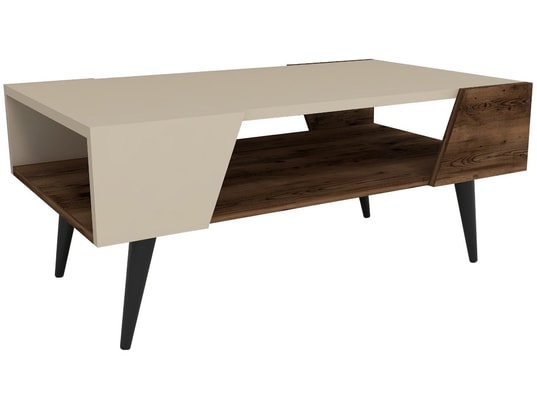 CONCEPT1 - Table basse Aren Beige noyer Clair 90 x 53,6 x h38cm