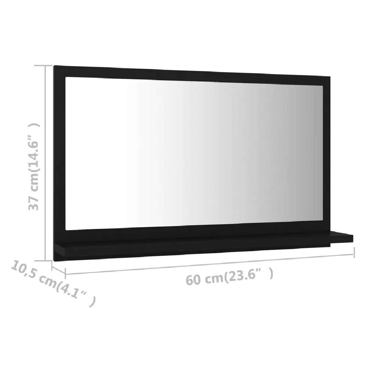 VidaXL Miroir salle de bain noir 60x10.5x37 cm