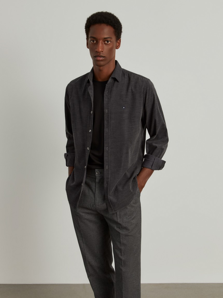 Camisa slim fit de bombazine